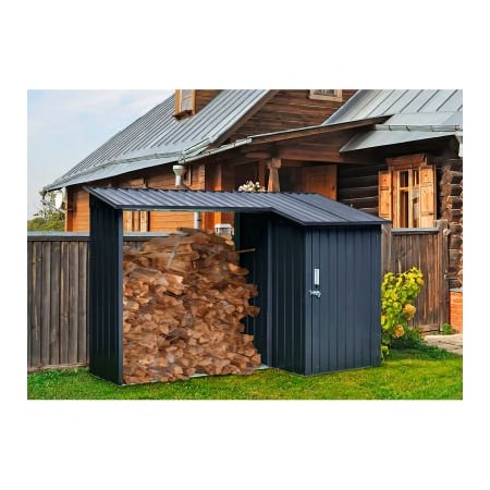 Almo Fulfillment Services Hanover HANMLTIWDSHD-GRY Galvanized Steel Shed, 41-1/3"L x 106-1/5"W x 62-1/5"H, Dark Gray/White HANMLTIWDSHD-GRY